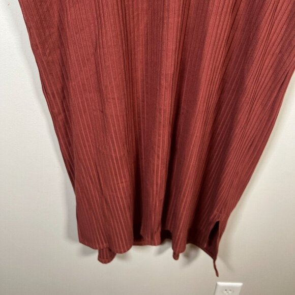 Eileen Fisher Textured Stretch Rib Crew Neck Dress Size Medium Boxy Terracotta - Picture 6 of 9